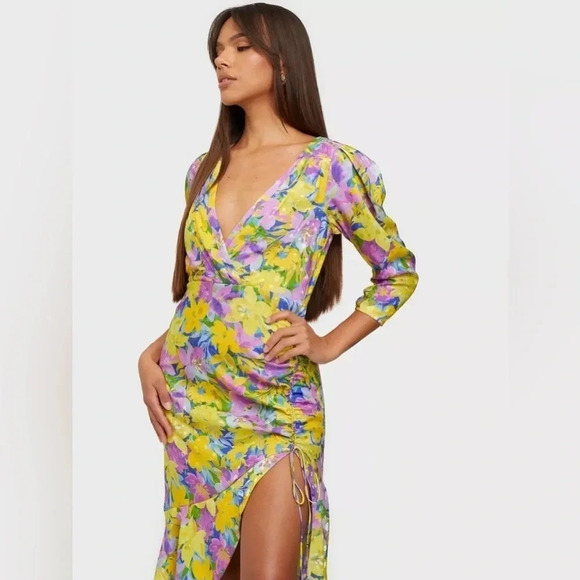 REVOLVE - For Love And Lemons Cassia Midi Dress Adjustable  Slit Size Large - Picture 3 of 14